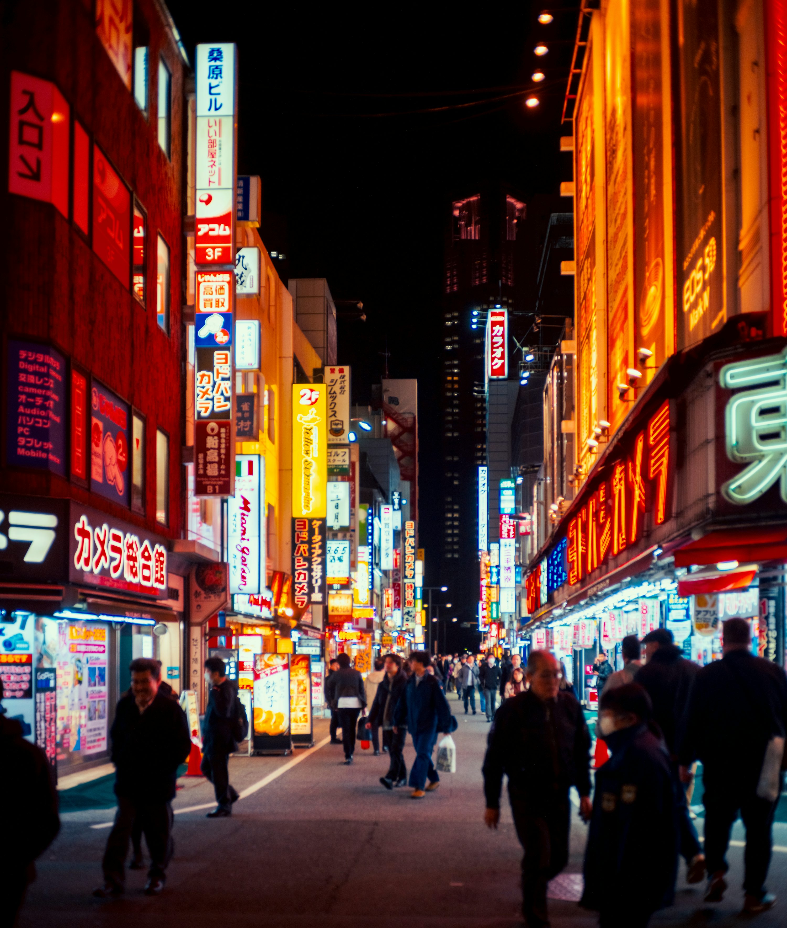 Night portrait in neon-lit Shinjuku